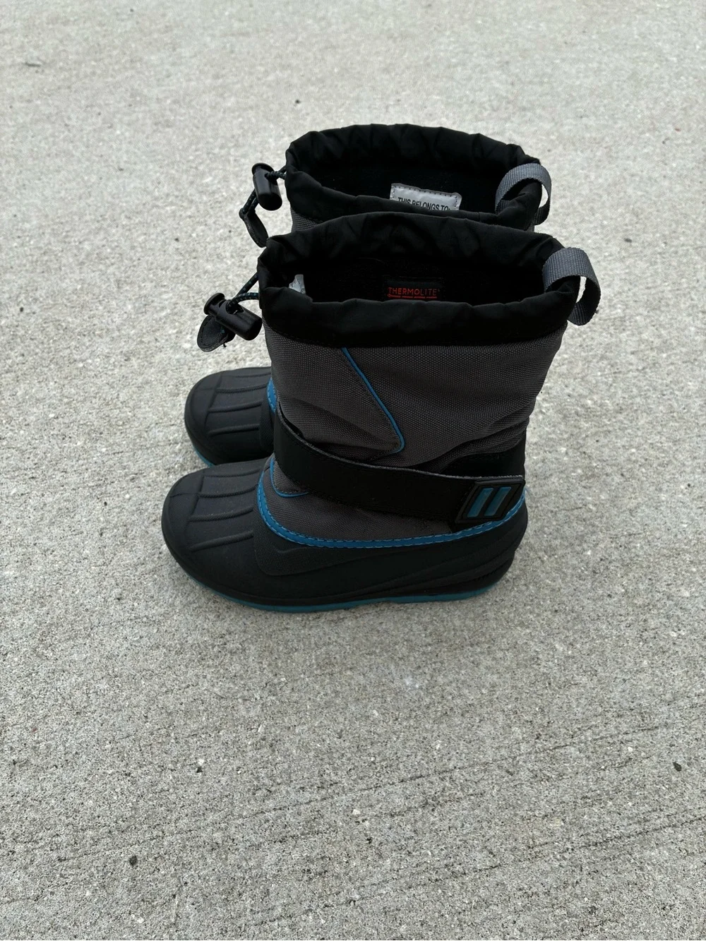 Cat and Jack Black Grey Blue Winter Snow Boots Toddler Kid Size 13